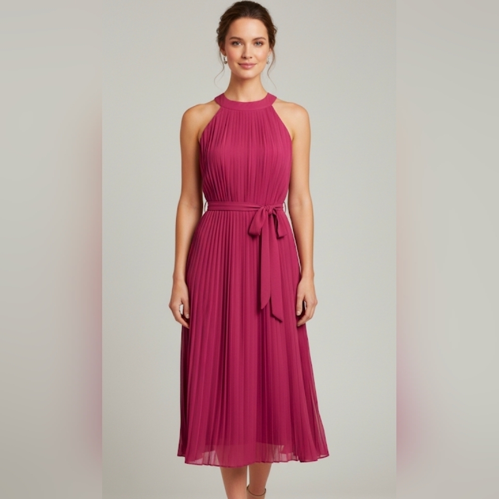 Club L London Pink Pleated Women's Midi Dress Semi Formal Size 4